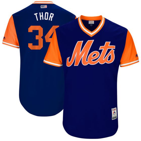 Men New York Mets 34 Thor Blue New Rush Limited MLB Jerseys